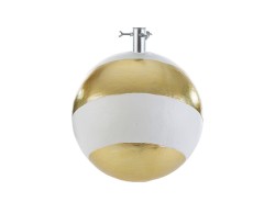 Base per albero di Natale artificiale a forma di grande pallina in ceramica bianca e oro con morsetto metallico