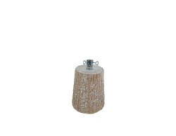 Base per albero di Natale finto a forma di tronco di legno chiaro in poliestere con foro metallico centrale da 38 mmì