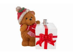 Base per albero di Natale artificiale pesante 5,5 kg con statuina di orsetto in resina che abbraccia un tronco
