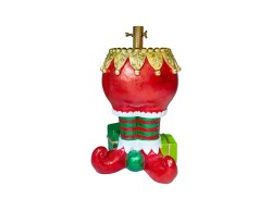 Base per albero di Natale a forma di gambe di elfo in resina con calze a righe rosse e verdi e dettagli oro