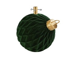 Base per albero di Natale a forma di palla di Natale gigante in velluto verde scuro trapuntato con gancio oro lucido