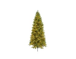 Albero di Natale artificiale slim modello Courmayeur alto 180 cm folto in PE e PVC con 1500 luci LED integrate