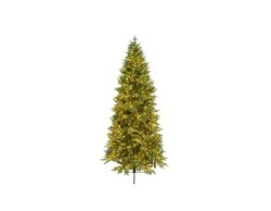 Albero di Natale artificiale slim modello Courmayeur alto 210 cm in PE e PVC con 2000 luci micro LED integrate