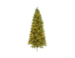 Albero di Natale artificiale slim modello Courmayeur alto 240 cm in PE e PVC con 2500 luci micro LED integrate