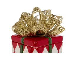 Scatola natalizia Red Royal in ceramica con coperchio e fiocco oro 15x14xh.35 cm – Decorazione Natalizia Le Stelle su Bomboniere Dolci Emozioni