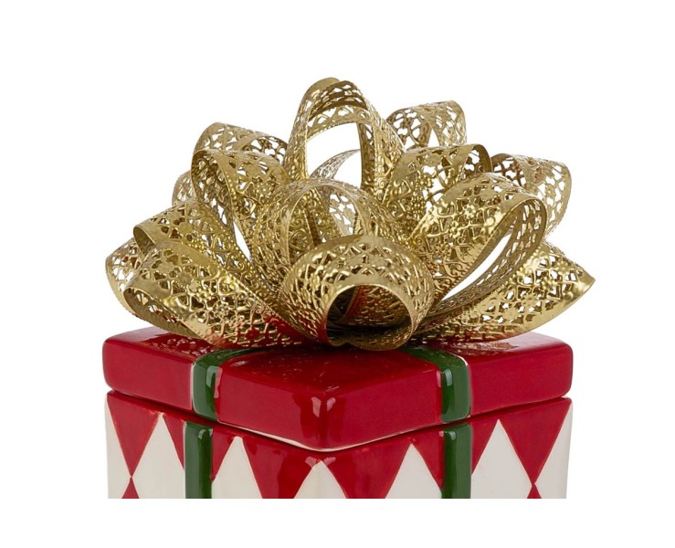 Scatola natalizia Red Royal in ceramica con coperchio e fiocco oro 15x14xh.35 cm – Decorazione Natalizia Le Stelle su Bomboniere Dolci Emozioni