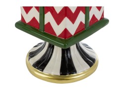 Scatola Red Royal in ceramica a zig zag con coperchio e fiocco oro 15x14,5xh.29,5 cm – Decorazione Natalizia Le Stelle su Bomboniere Dolci Emozioni