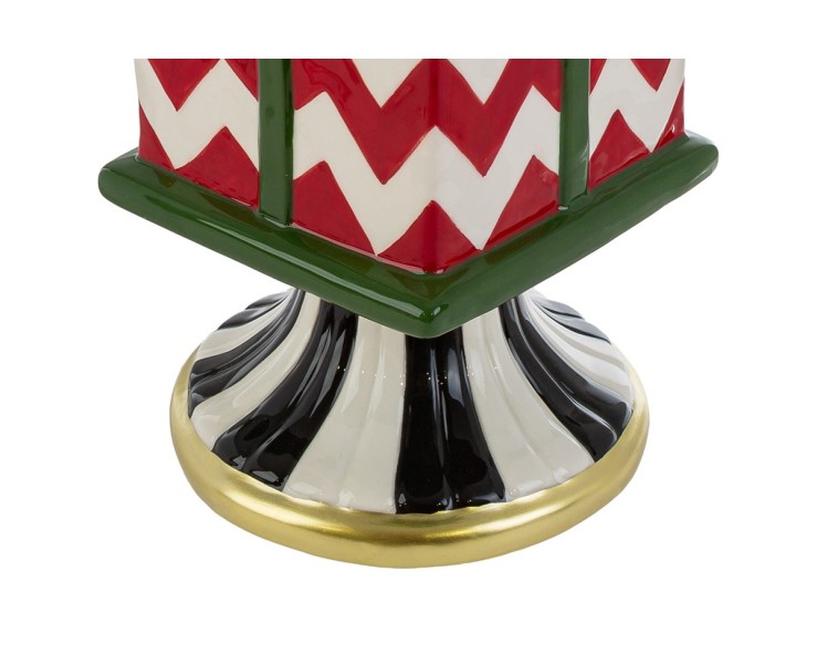 Scatola Red Royal in ceramica a zig zag con coperchio e fiocco oro 15x14,5xh.29,5 cm – Decorazione Natalizia Le Stelle su Bomboniere Dolci Emozioni