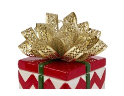 Scatola Red Royal in ceramica a zig zag con coperchio e fiocco oro 15x14,5xh.29,5 cm – Decorazione Natalizia Le Stelle su Bomboniere Dolci Emozioni