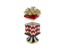 Scatola Red Royal in ceramica a zig zag con coperchio e fiocco oro 15x14,5xh.29,5 cm – Decorazione Natalizia Le Stelle su Bomboniere Dolci Emozioni
