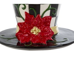 Vaso a forma di cappello Black Royal in ceramica a scacchi con stella di Natale d.23,5xh.18 cm – Decorazione Natalizia Le Stelle su Bomboniere Dolci Emozioni