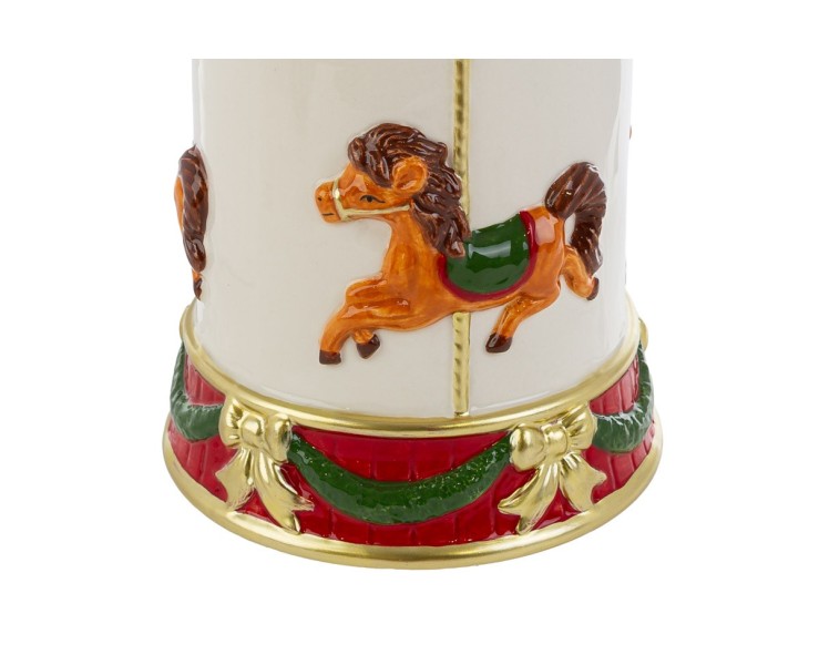 Scatola Carosello in ceramica con cavallucci e coperchio a tendone 17x17xh.27,5 cm – Decorazione Natalizia Le Stelle su Bomboniere Dolci Emozioni