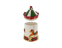 Scatola Carosello in ceramica con cavallucci e coperchio a tendone 17x17xh.27,5 cm – Decorazione Natalizia Le Stelle su Bomboniere Dolci Emozioni