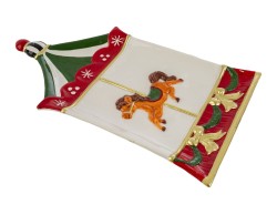 Vassoio Carosello in ceramica a forma di giostra con cavalluccio 36x21,5 cm – Decorazione Natalizia Le Stelle su Bomboniere Dolci Emozioni