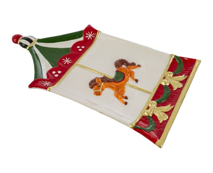 Vassoio Carosello in ceramica a forma di giostra con cavalluccio 36x21,5 cm – Decorazione Natalizia Le Stelle su Bomboniere Dolci Emozioni