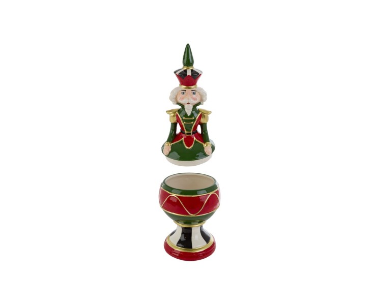 Scatola Schiaccianoci in ceramica con coperchio e dettagli oro 16,5x16xh.45 cm – Decorazione Natalizia Le Stelle su Bomboniere Dolci Emozioni