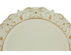 Vassoio tondo in melamina panna con bordo decorato e dettagli oro d.35,5 cm – Decorazione Natalizia Le Stelle su Bomboniere Dolci Emozioni