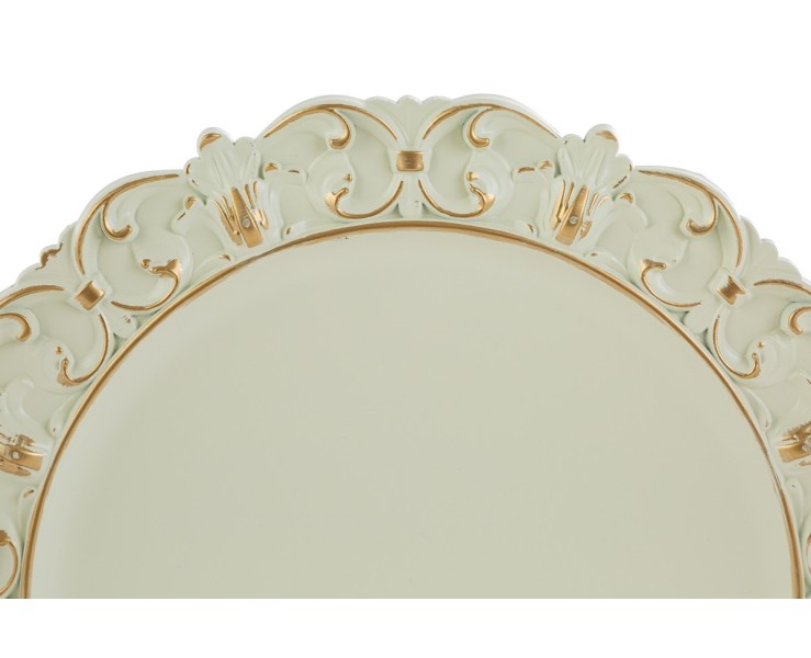 Vassoio tondo in melamina panna con bordo decorato e dettagli oro d.35,5 cm – Decorazione Natalizia Le Stelle su Bomboniere Dolci Emozioni