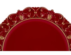 Vassoio tondo in melamina rosso con bordo decorato e dettagli oro d.35,5 cm – Decorazione Natalizia Le Stelle su Bomboniere Dolci Emozioni
