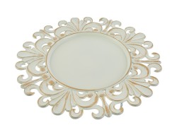 Vassoio tondo traforato in melamina panna stile barocco con finiture oro d.33 cm – Decorazione Natalizia Le Stelle su Bomboniere Dolci Emozioni