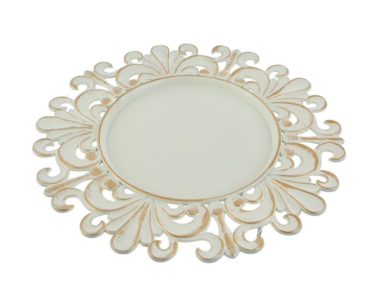 Vassoio tondo traforato in melamina panna stile barocco con finiture oro d.33 cm – Decorazione Natalizia Le Stelle su Bomboniere Dolci Emozioni