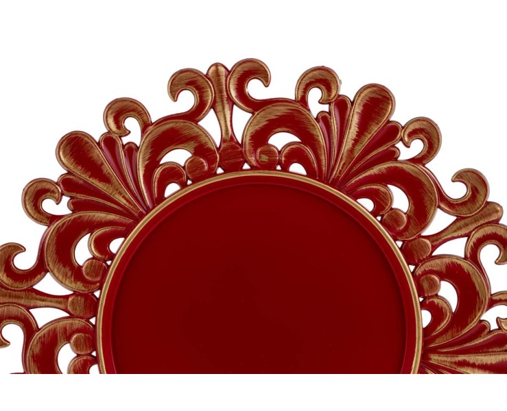 Vassoio tondo traforato in melamina rosso stile barocco con finiture oro d.33 cm – Decorazione Natalizia Le Stelle su Bomboniere Dolci Emozioni