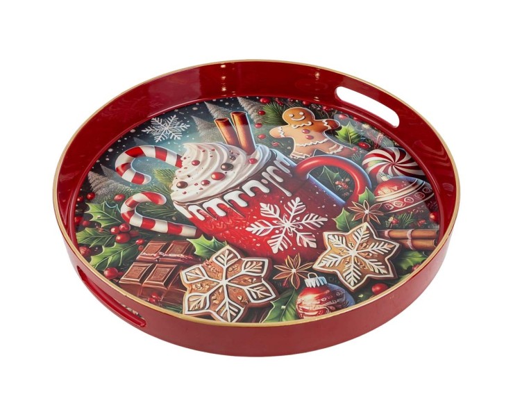 Vassoio tondo in melamina Candy con manici integrati d.33xh.4 cm – Decorazione Natalizia Le Stelle su Bomboniere Dolci Emozioni