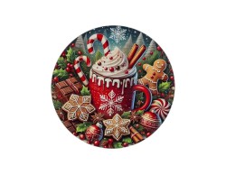 Vassoio natalizio piatto in melamina Candy da 33 cm con colorate illustrazioni