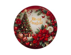 Grande vassoio natalizio piatto in melamina Albero da 40 cm con illustrazione centrale di albero di Natale