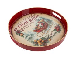 Vassoio tondo in melamina Vintage con Babbo Natale e manici integrati d.33xh.4 cm – Decorazione Natalizia Le Stelle su Bomboniere Dolci Emozioni