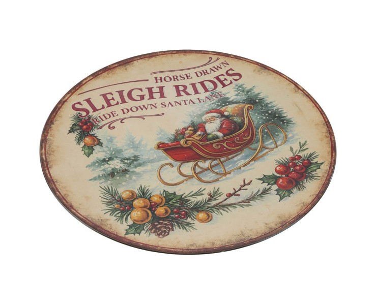 Vassoio natalizio tondo piatto in melamina Vintage con Babbo Natale d.33 cm – Decorazione Natalizia Le Stelle su Bomboniere Dolci Emozioni
