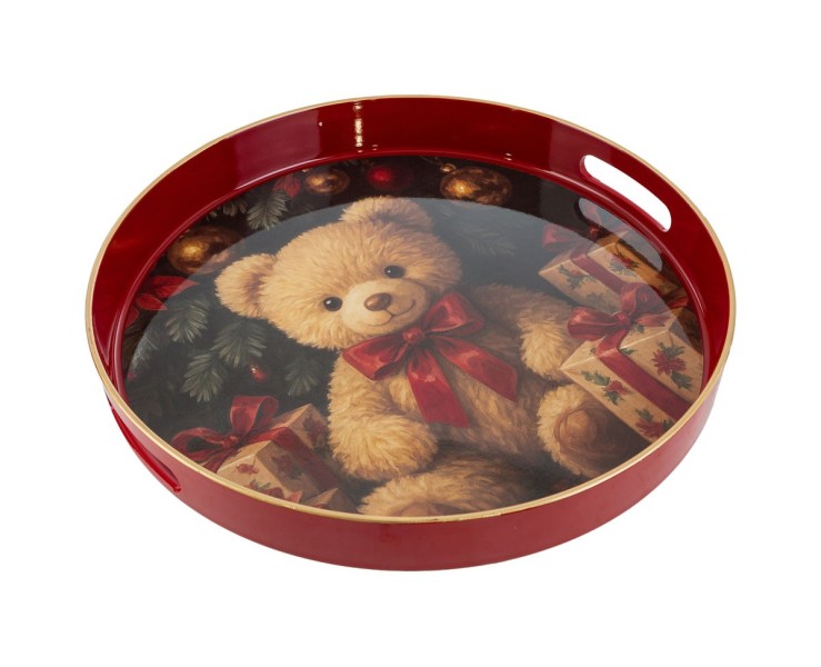 Vassoio natalizio tondo in melamina Orsetto con manici d.33xh.4 cm – Decorazione Natalizia Le Stelle su Bomboniere Dolci Emozioni