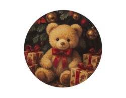 vassoio natalizio in melamina Orsetto da 40 cm con illustrazione in stile dipinto ad olio, piatto da portata maxi per dolci.