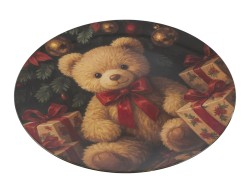 Vassoio natalizio tondo piatto in melamina Orsetto illustrazione ad olio d.40 cm – Decorazione Natalizia Le Stelle su Bomboniere Dolci Emozioni