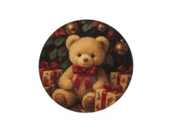 Vassoio natalizio piatto in melamina Orsetto da 33 cm con illustrazione in stile dipinto ad olio, piatto da portata per dolci
