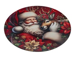 Vassoio natalizio tondo piatto in melamina Babbo Natale e Renna d.40 cm – Decorazione Natalizia Le Stelle su Bomboniere Dolci Emozioni