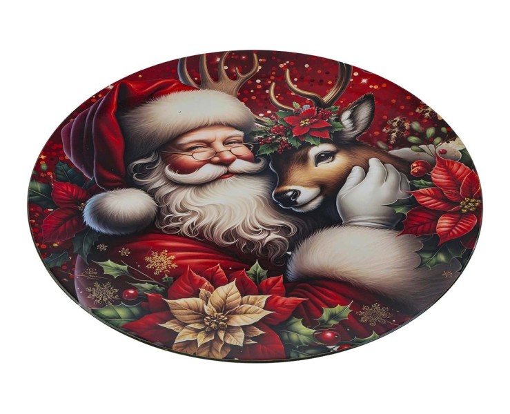Vassoio natalizio tondo piatto in melamina Babbo Natale e Renna d.40 cm – Decorazione Natalizia Le Stelle su Bomboniere Dolci Emozioni