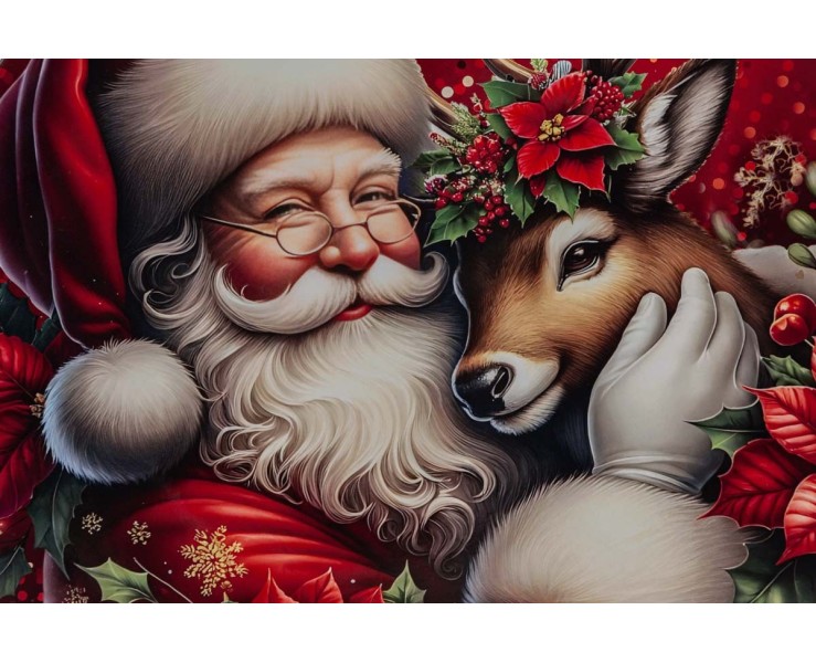 Vassoio natalizio tondo piatto in melamina Babbo Natale e Renna d.40 cm – Decorazione Natalizia Le Stelle su Bomboniere Dolci Emozioni