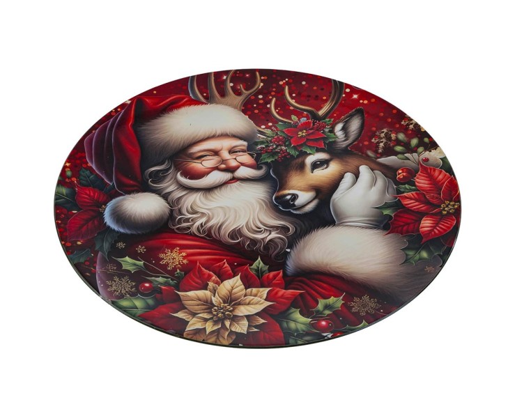 Vassoio natalizio tondo piatto in melamina Babbo Natale e Renna d.33 cm – Decorazione Natalizia Le Stelle su Bomboniere Dolci Emozioni