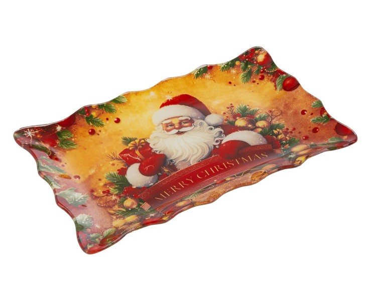Centrotavola natalizio in vetro Babbo Natale rettangolare sagomato – Decorazione Natalizia Le Stelle su Bomboniere Dolci Emozioni
