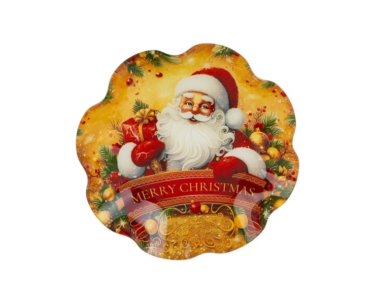 Centrotavola natalizio in vetro tondo Babbo Natale – Decorazione Natalizia Le Stelle su Bomboniere Dolci Emozioni
