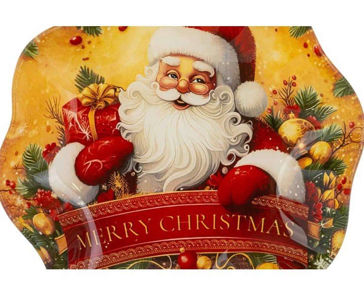 Centrotavola natalizio in vetro tondo Babbo Natale coppa – Decorazione Natalizia Le Stelle su Bomboniere Dolci Emozioni