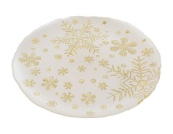 Piatto sottopiatto natalizio in vetro oro bianco fiocchi di neve dorati diametro 33 cm – Decorazione Natalizia Le Stelle su Bomboniere Dolci Emozioni
