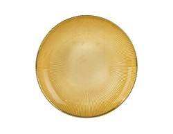 Set 6 sottopiatti tondi in vetro oro da 31 cm con bordatura filo oro e lavorazione plissé a raggiera per la tavola delle feste.