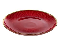 Set 6 sottopiatti in vetro rosso finitura plissé con filo oro diametro 31 cm – Decorazione Natalizia Le Stelle su Bomboniere Dolci Emozioni