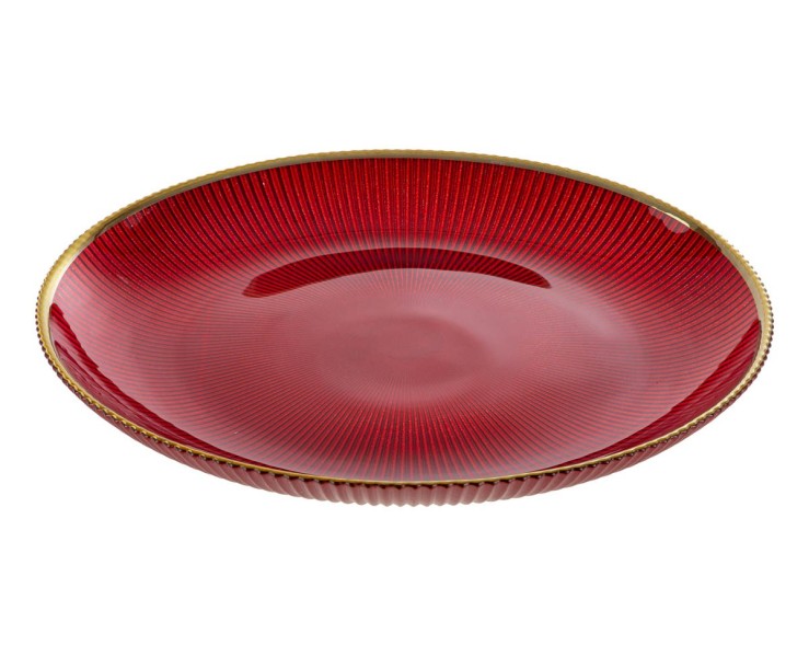 Set 6 sottopiatti in vetro rosso finitura plissé con filo oro diametro 31 cm – Decorazione Natalizia Le Stelle su Bomboniere Dolci Emozioni