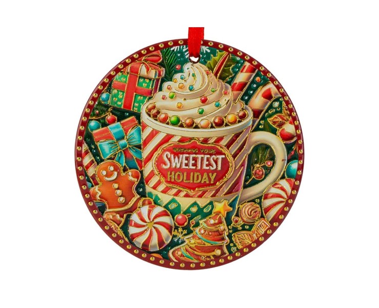 Set 3 mattonelle natalizie tonde da appendere "Ginger" diametro 11 cm - 3 varianti assortite – Decorazione Natalizia Le Stelle su Bomboniere Dolci Emozioni
