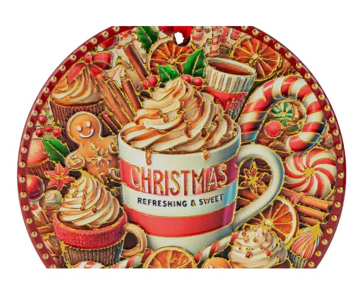 Set 3 mattonelle natalizie tonde da appendere "Ginger" diametro 11 cm - 3 varianti assortite – Decorazione Natalizia Le Stelle su Bomboniere Dolci Emozioni