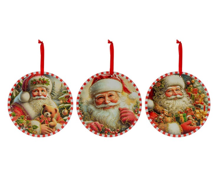 Mattonella Babbo Natale in ceramica con astuccio diametro 20 cm - 3 varianti assortite – Decorazione Natalizia Le Stelle su Bomboniere Dolci Emozioni