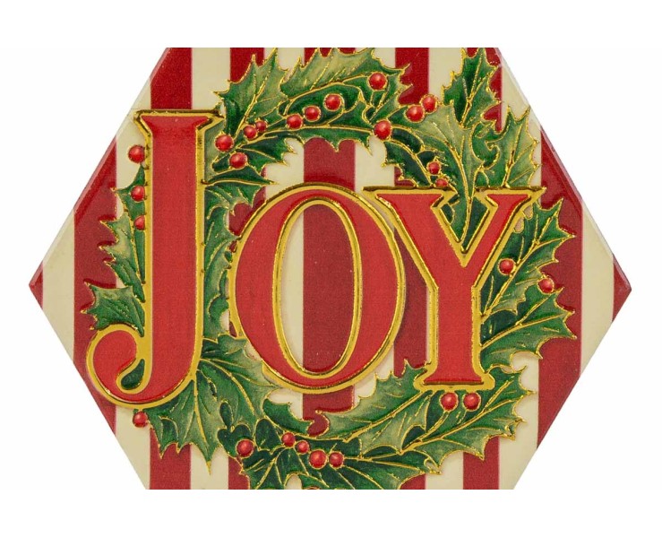 mattonelle natalizie esagonali "Joy" in ceramica 11x9.5 cm - 3 varianti assortite – Decorazione Natalizia Le Stelle su Bomboniere Dolci Emozioni